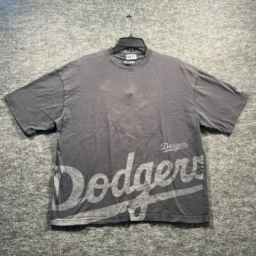 New Era Los Angeles Dodgers T-Shirt Small Mens Gray Oversized LA Logo MLB